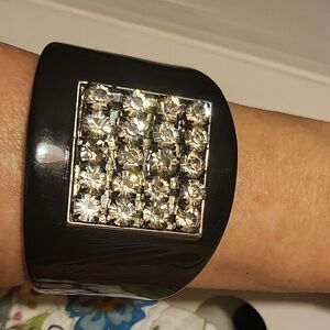 NWOT Black Bracelet with Silver RhinestonesAccents